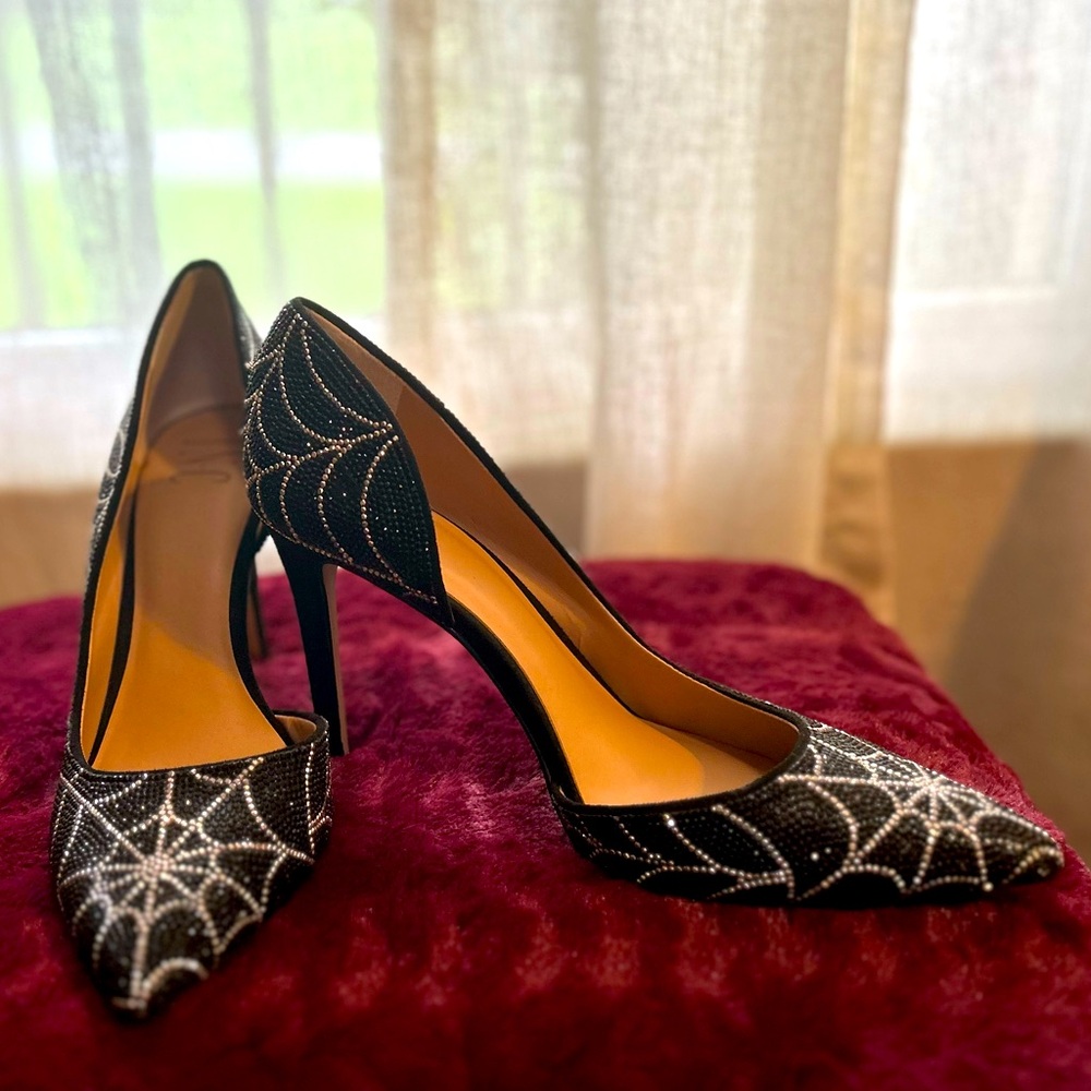 International Concepts 8 1/2 sizes Spiderweb Rhinestone 4 inch Stilettos - New